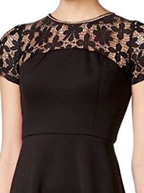 Jessica Simpson - Black Lace Yoke Fit-and-Flare Dress Size 2